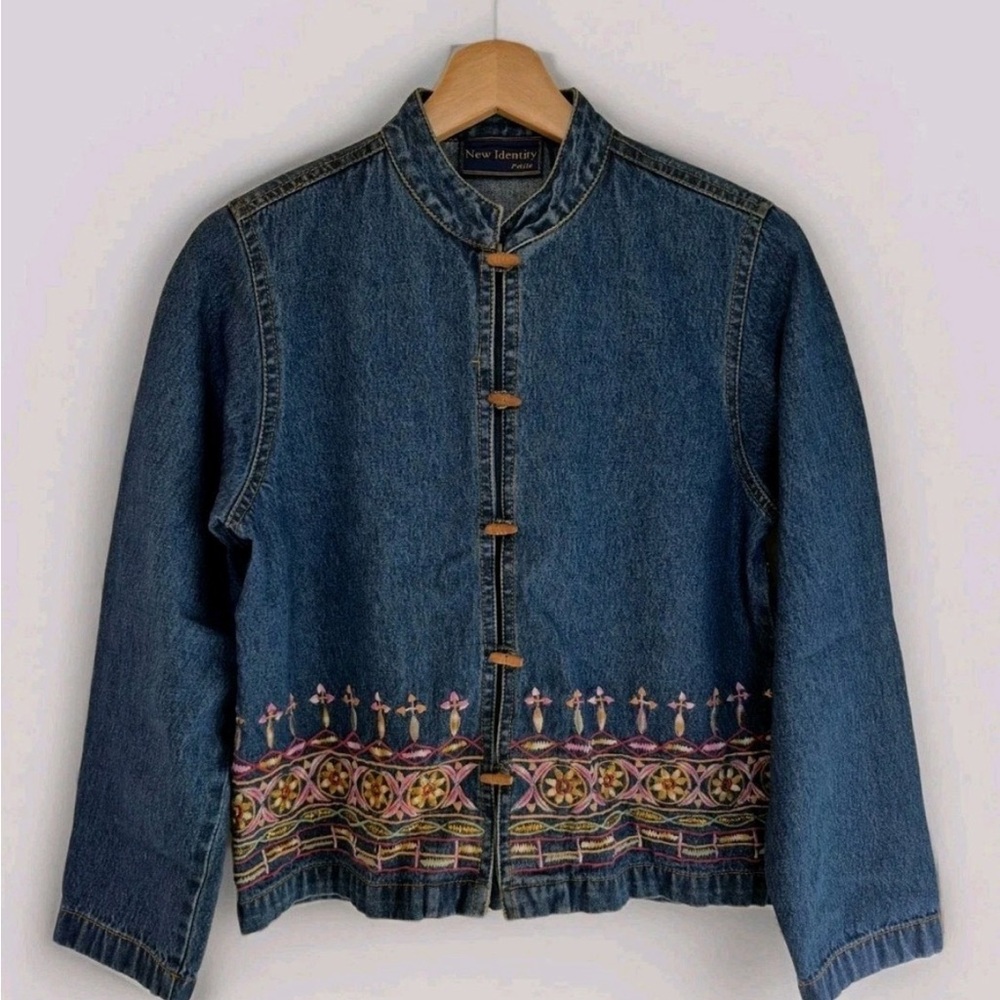Vintage New Identity Embroidered Denim Jacket
